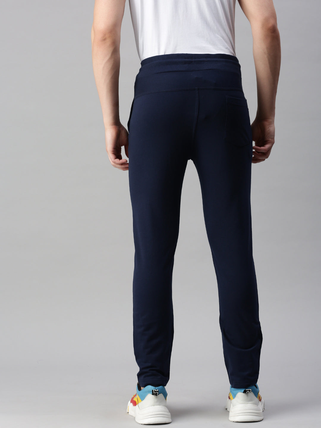 Solid Cotton Regular-Fit Track Pants Navy