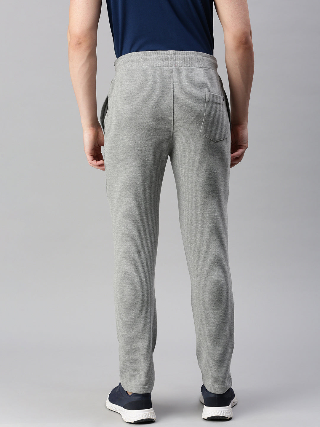 Solid Cotton Regular-Fit Track Pants Grey