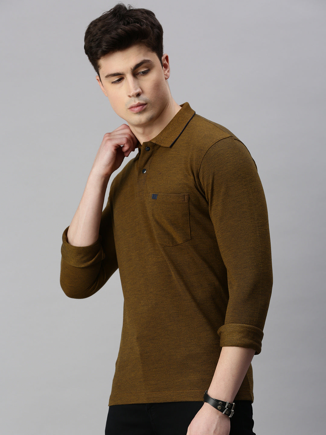 BROWN SOLID POLO TSHIRT