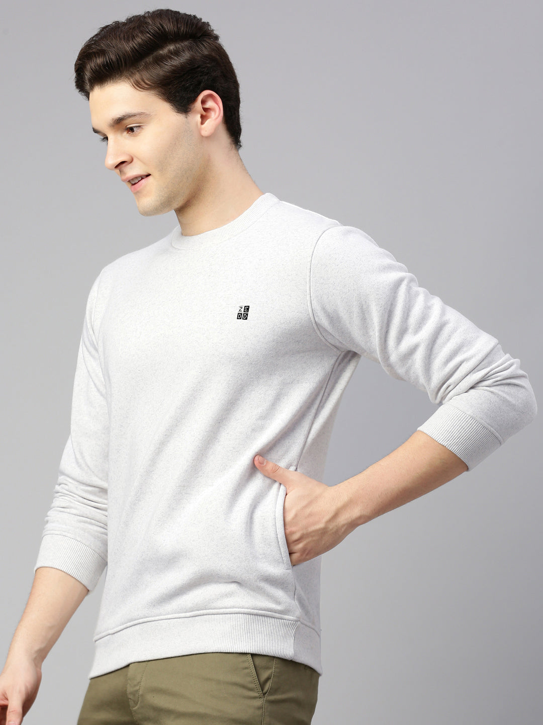 Round Neck Cotton Fleece Pullover Sweatshirt