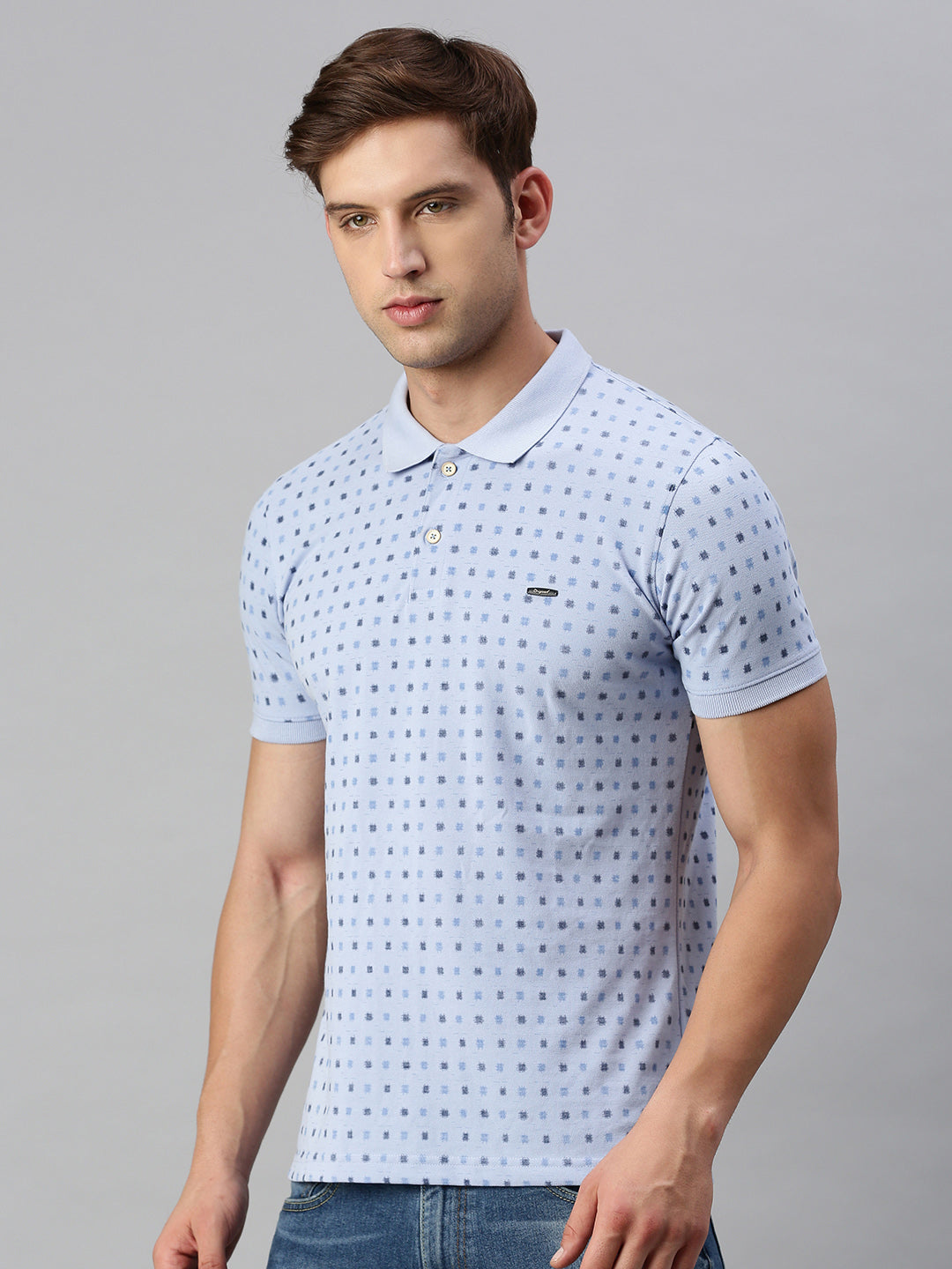 SKYBLUE PRINTED POLO TSHIRT