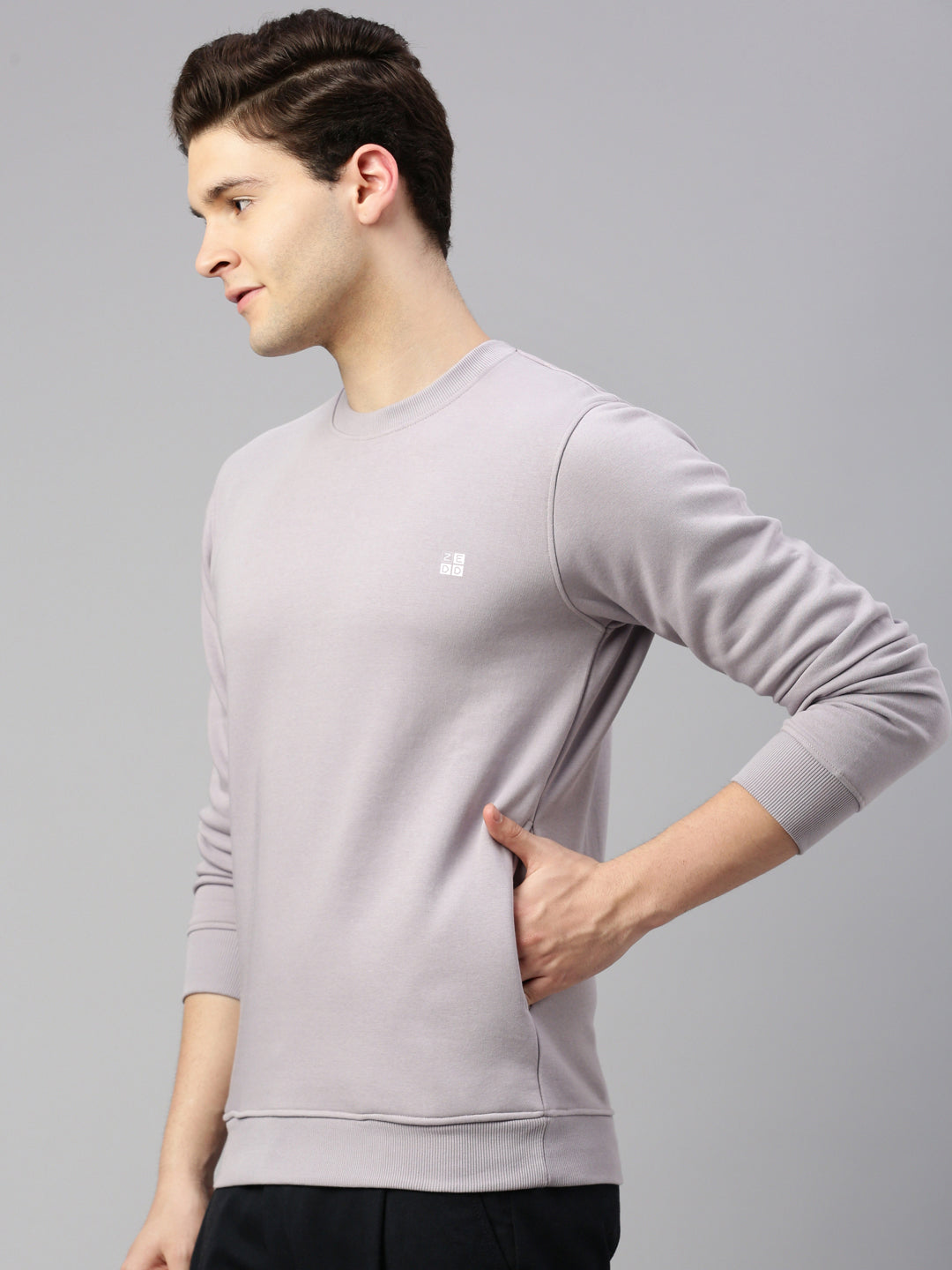 Round Neck Cotton Fleece Pullover Sweatshirt