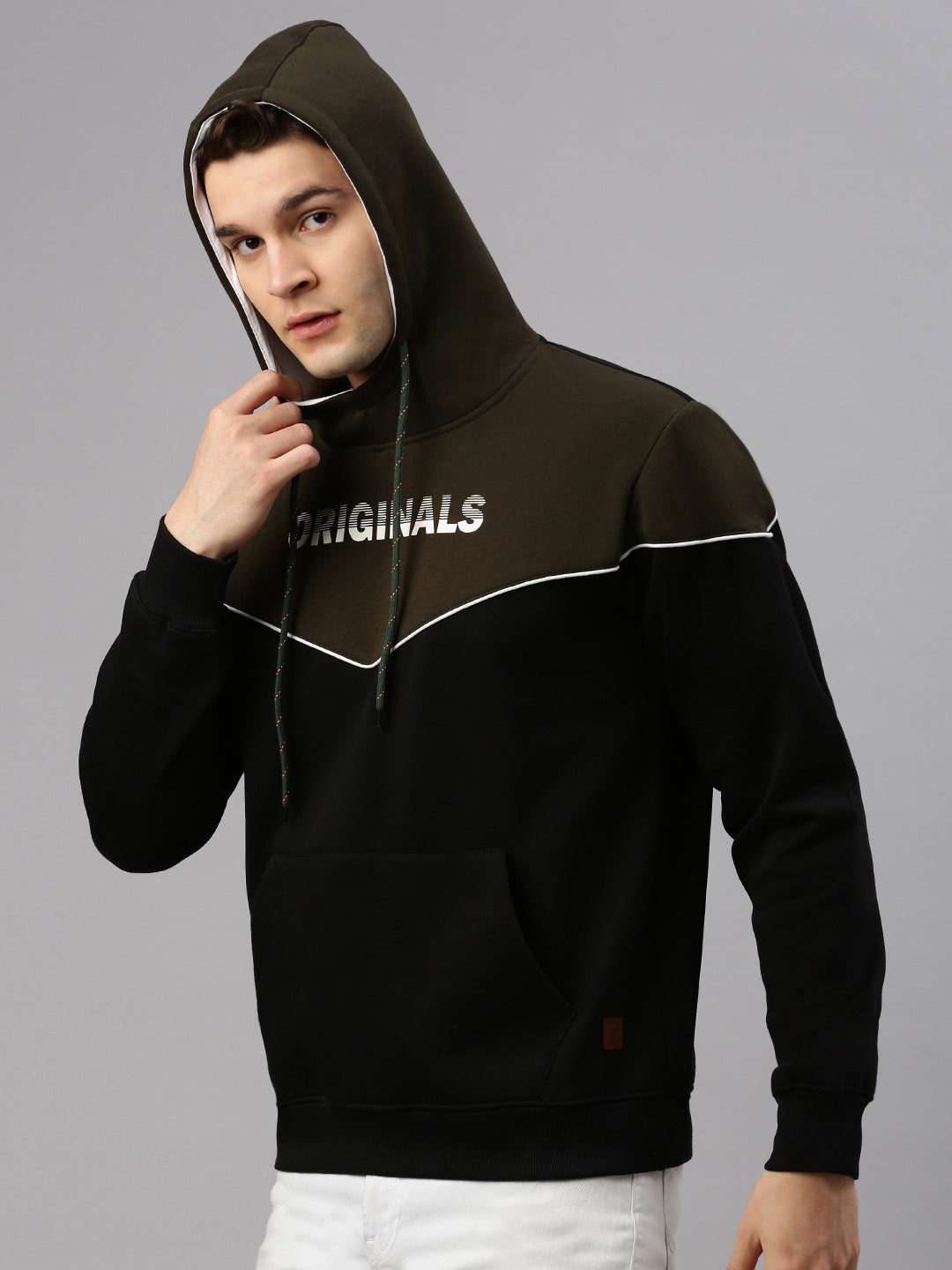 Block Black Olive Hoodie