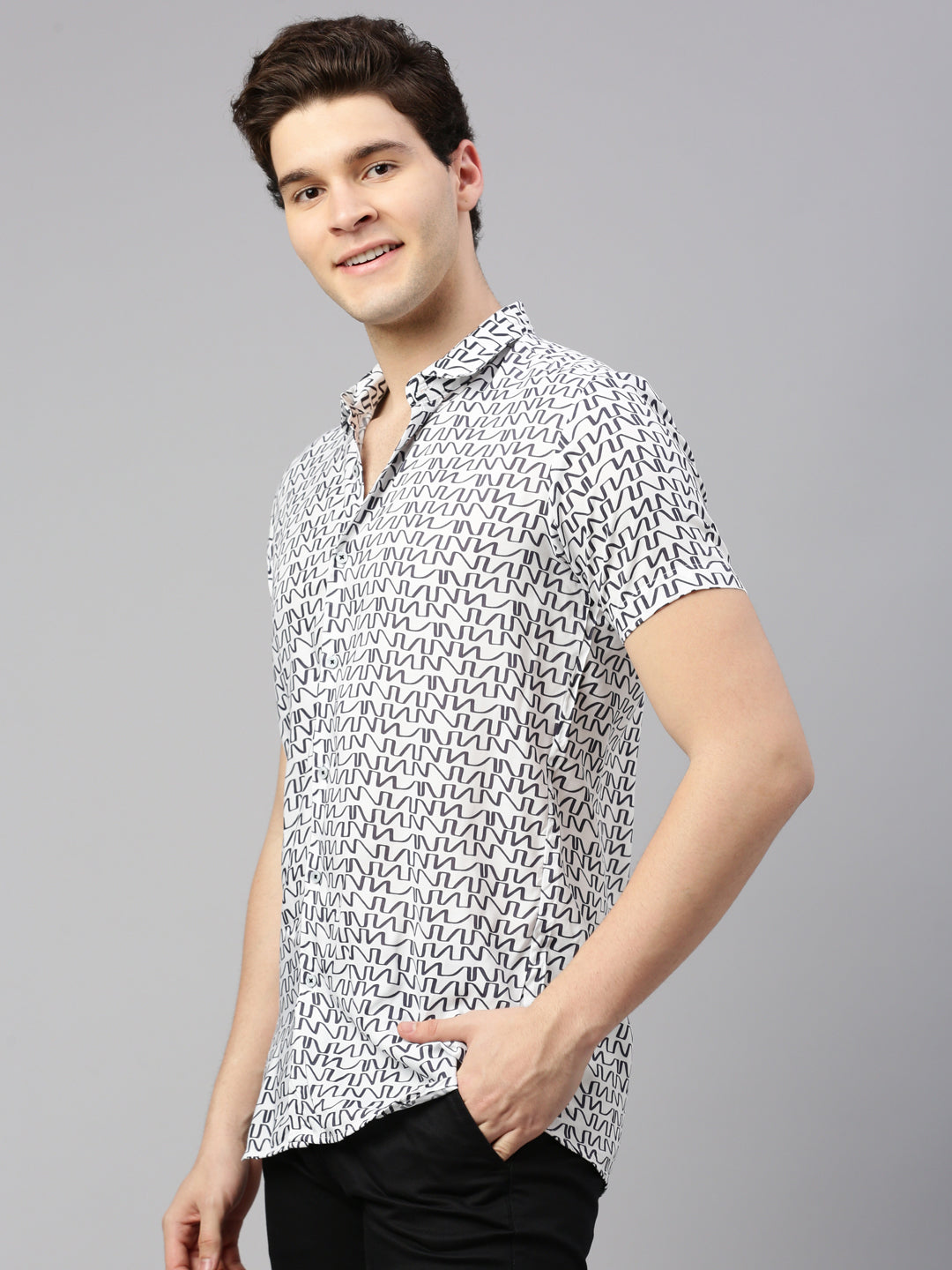 Relaxed Fit Geometric Printed Casual Shirt