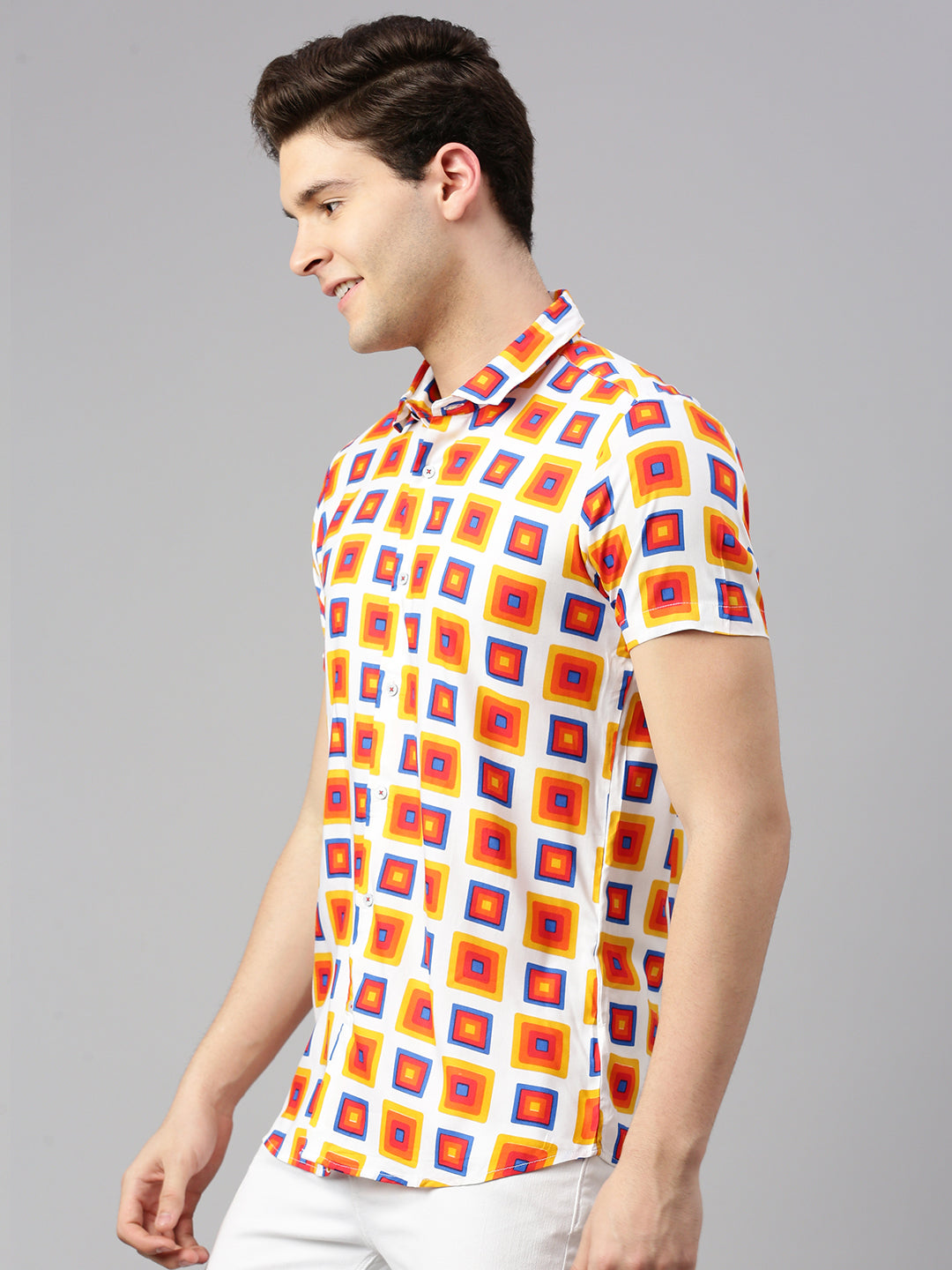 Relaxed Fit Geometric Printed Casual Shirt