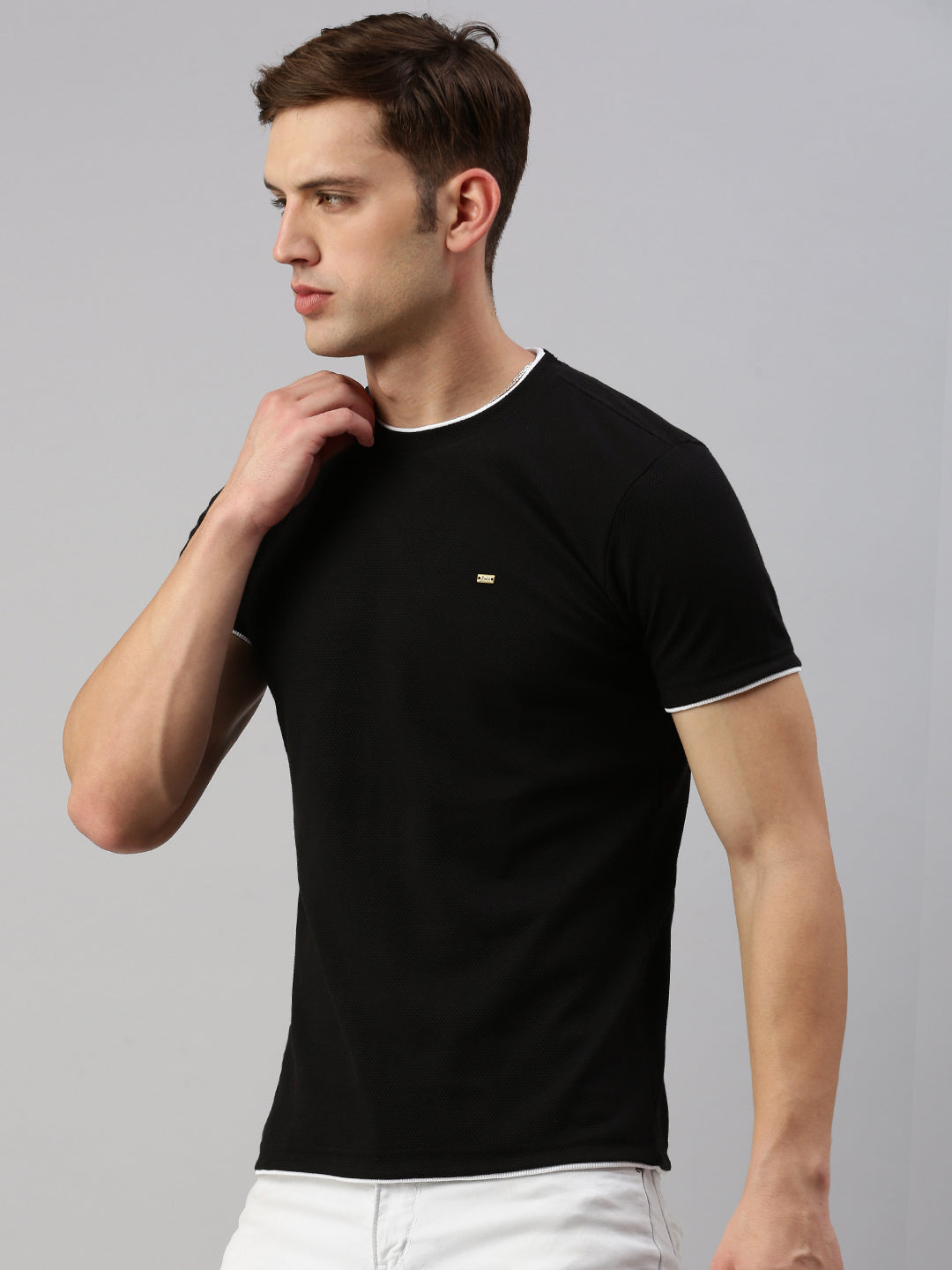 Round Neck Knitted Casual T-shirt