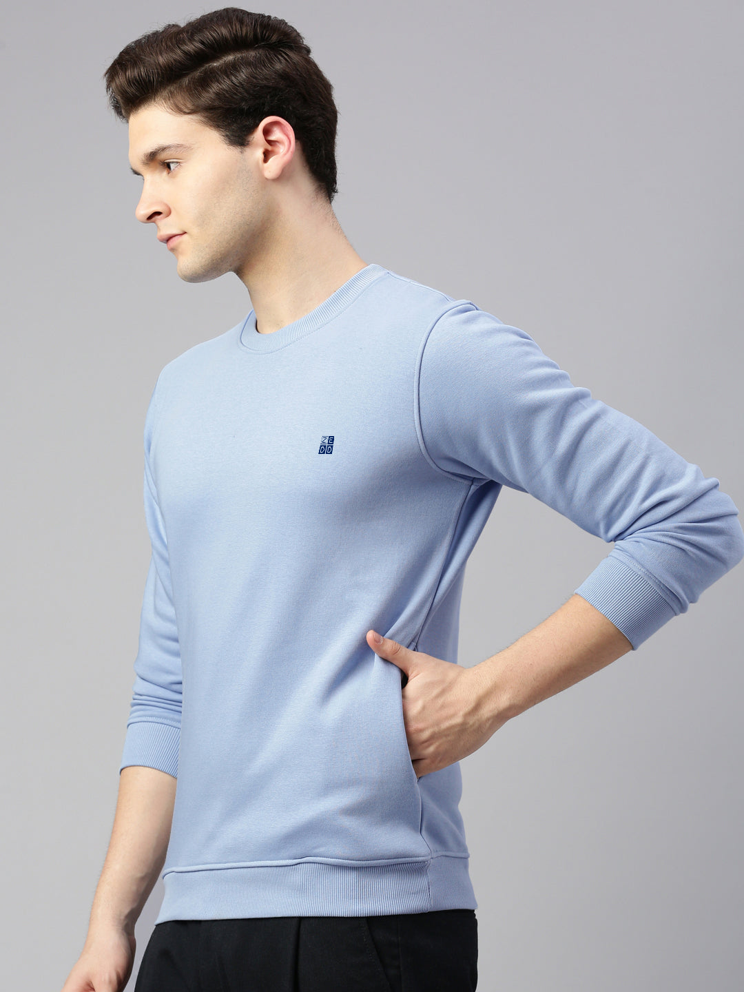 Round Neck Cotton Fleece Pullover Sweatshirt