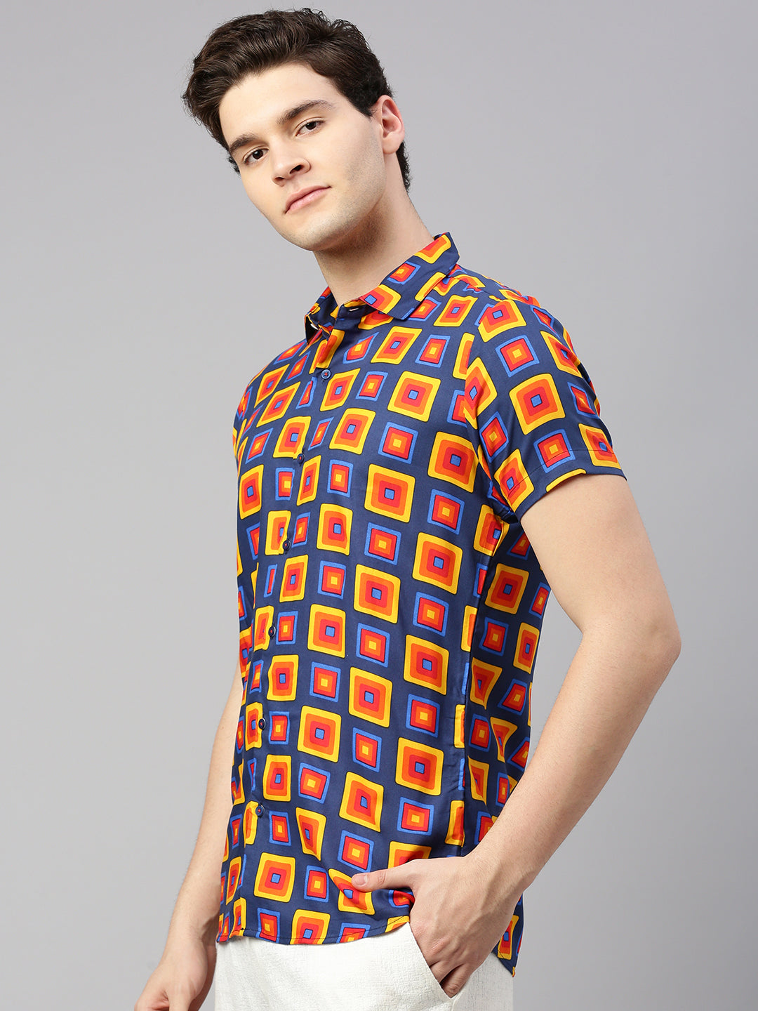 Relaxed Fit Geometric Printed Casual Shirt