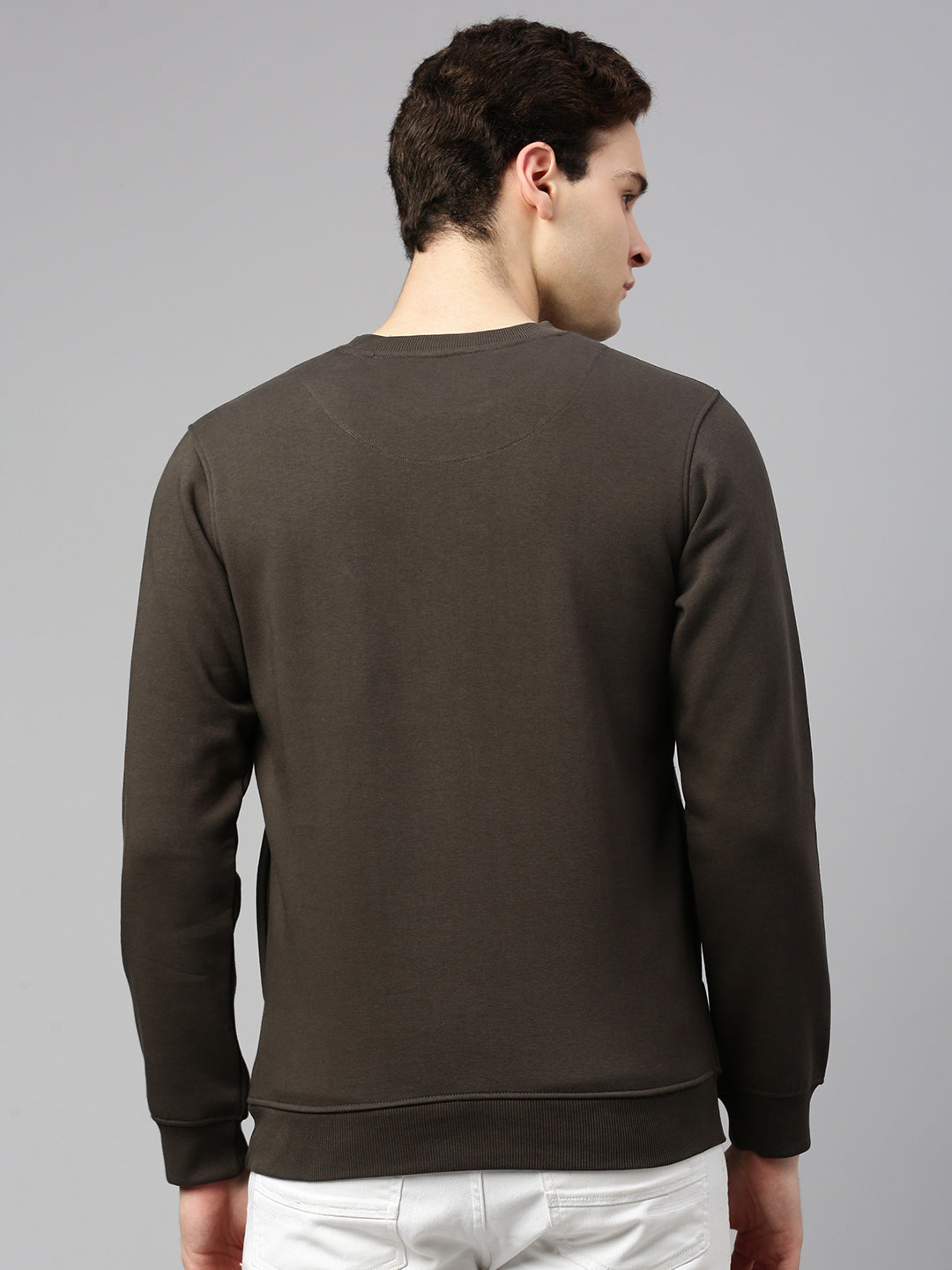 Round Neck Cotton Fleece Pullover Sweatshirt