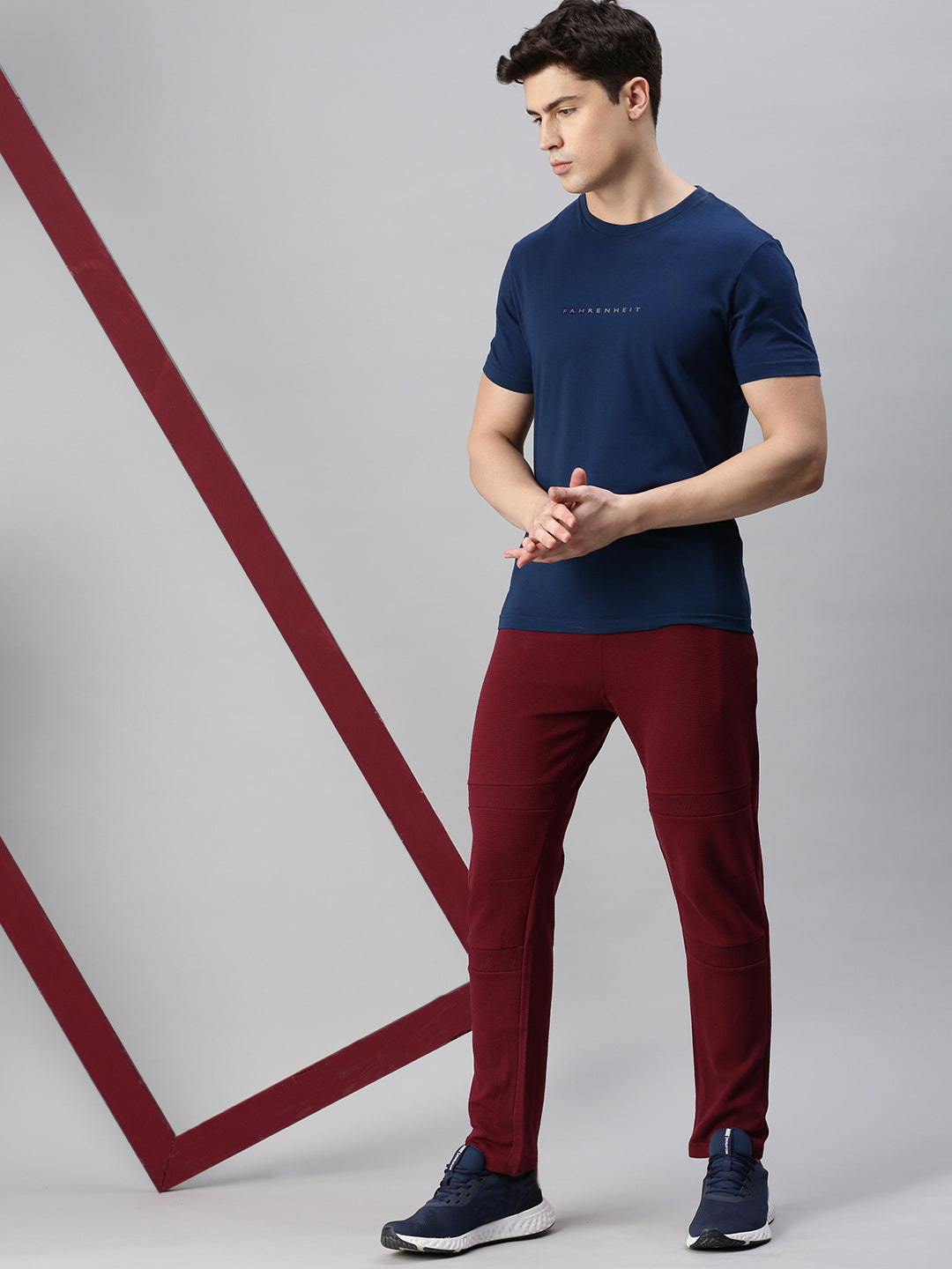 Solid Cotton Regular-Fit Track Pants Maroon