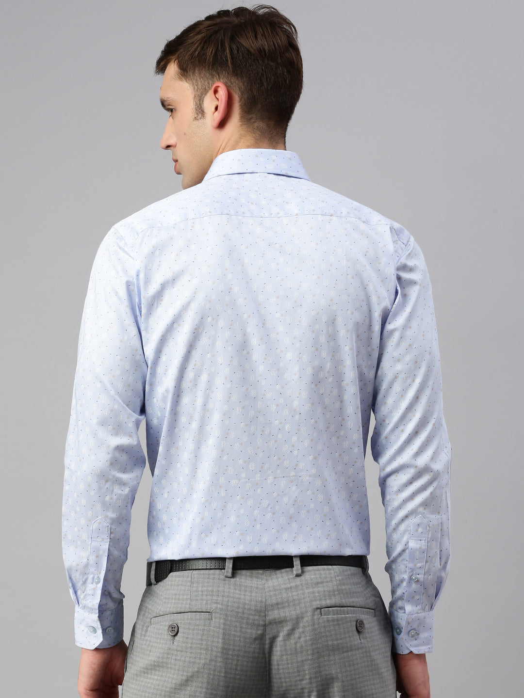 Regular Fit Printed Formal Shirt Sky