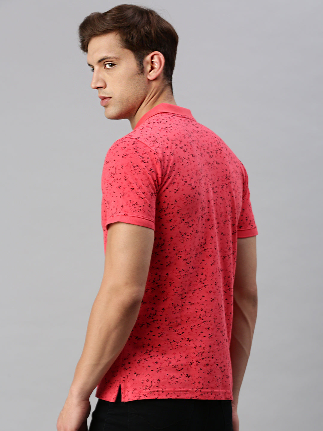 PEACH PRINTED POLO TSHIRT