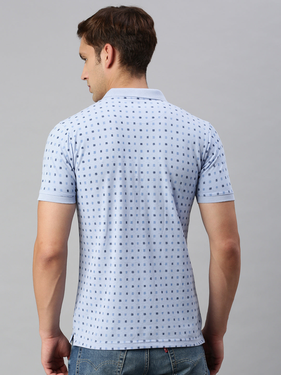 SKYBLUE PRINTED POLO TSHIRT