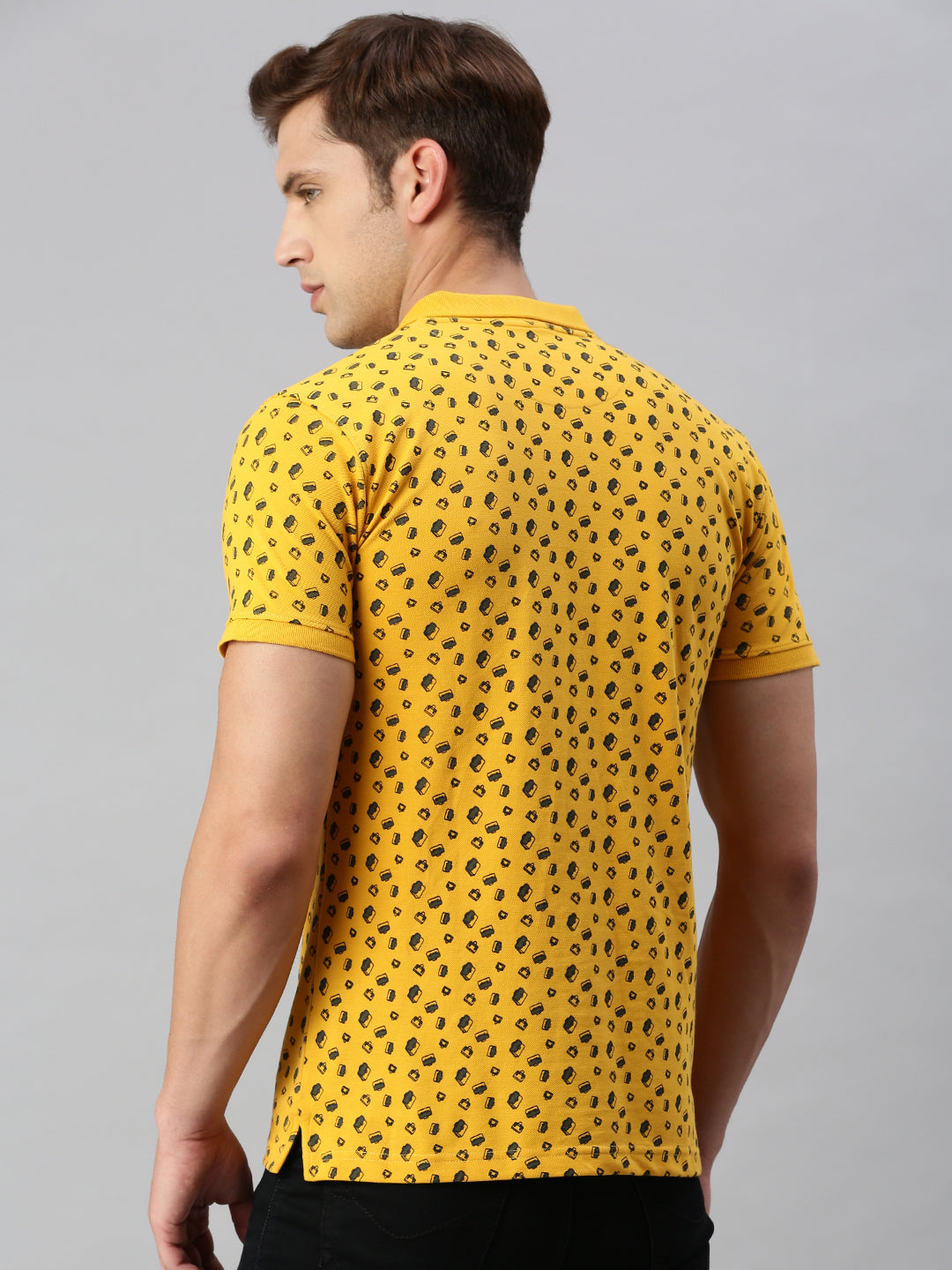 Mustard Printed Polo Tshirt