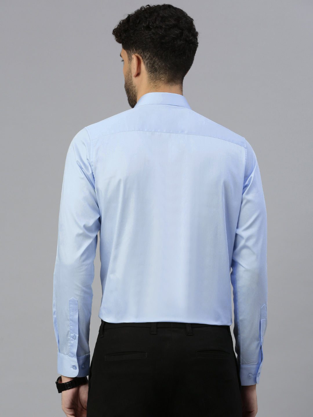 Giza Satin Essential Shirt in Powder Blue