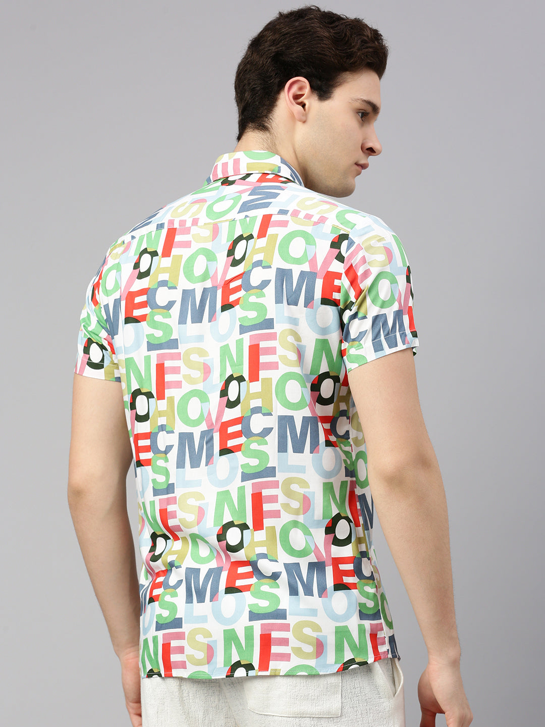 Relaxed Fit Typography Printed Casual Shirt