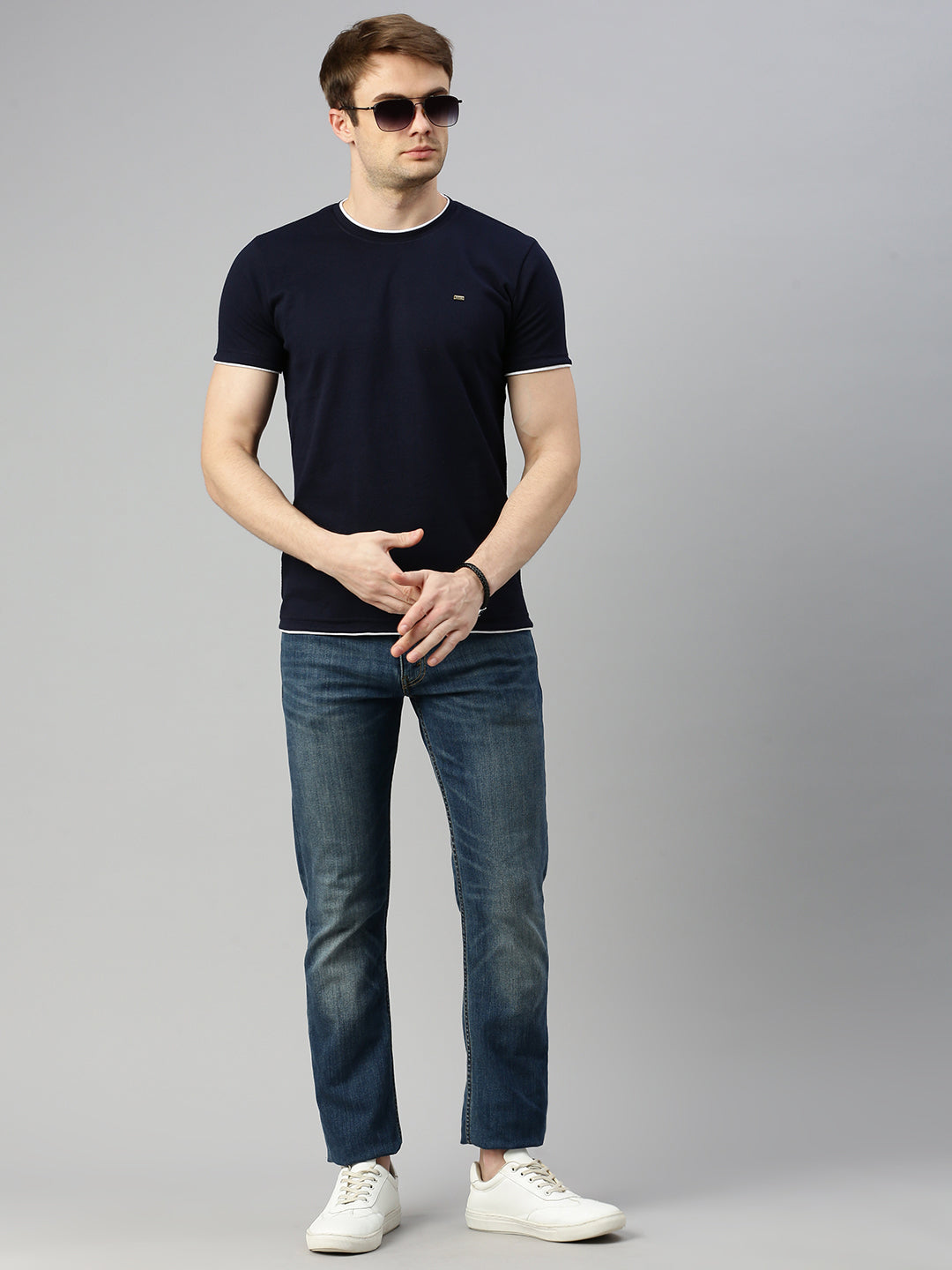 Round Neck Knitted Casual T-shirt