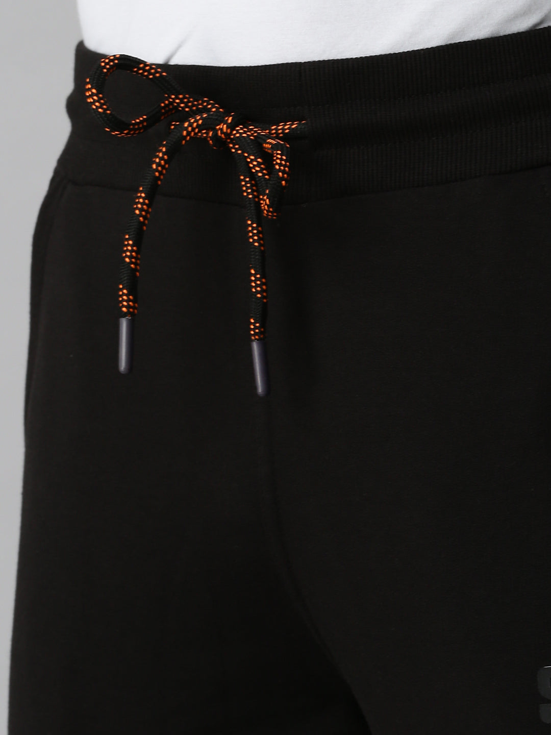 Solid Cotton Regular-Fit Track Pants Black