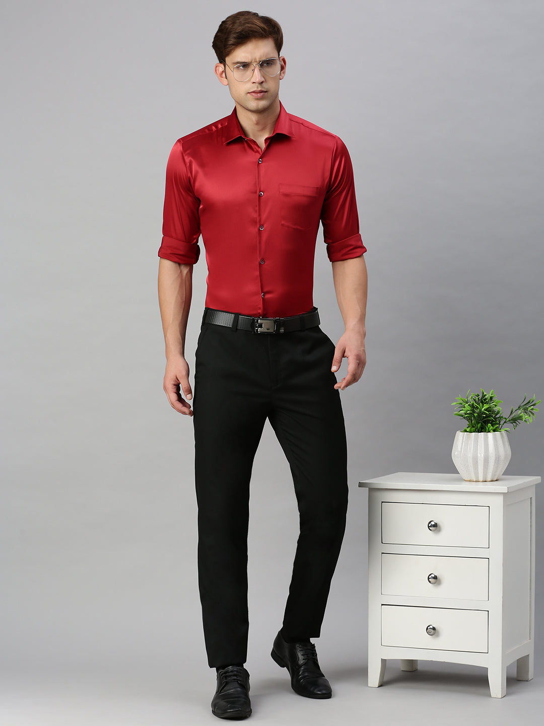 Standard Opaque Formal Shirt Red