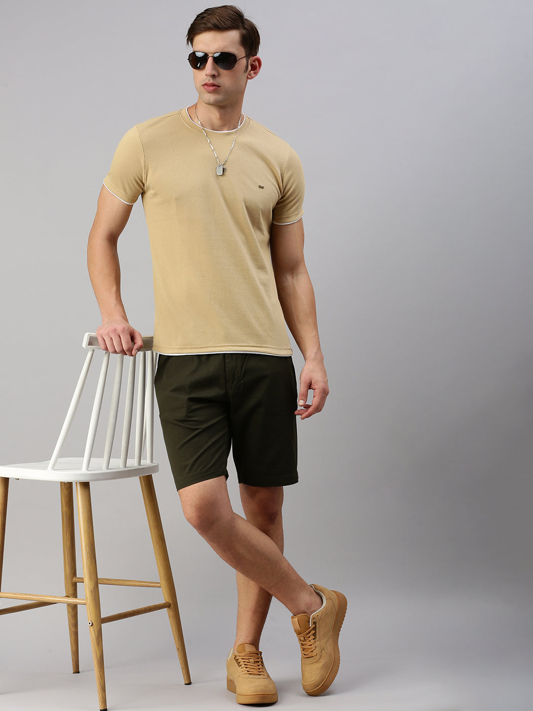 Round Neck Knitted Casual T-shirt