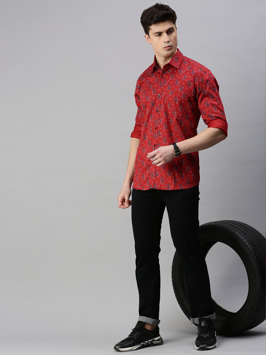 Floral Printed Cotton Casual Shirt