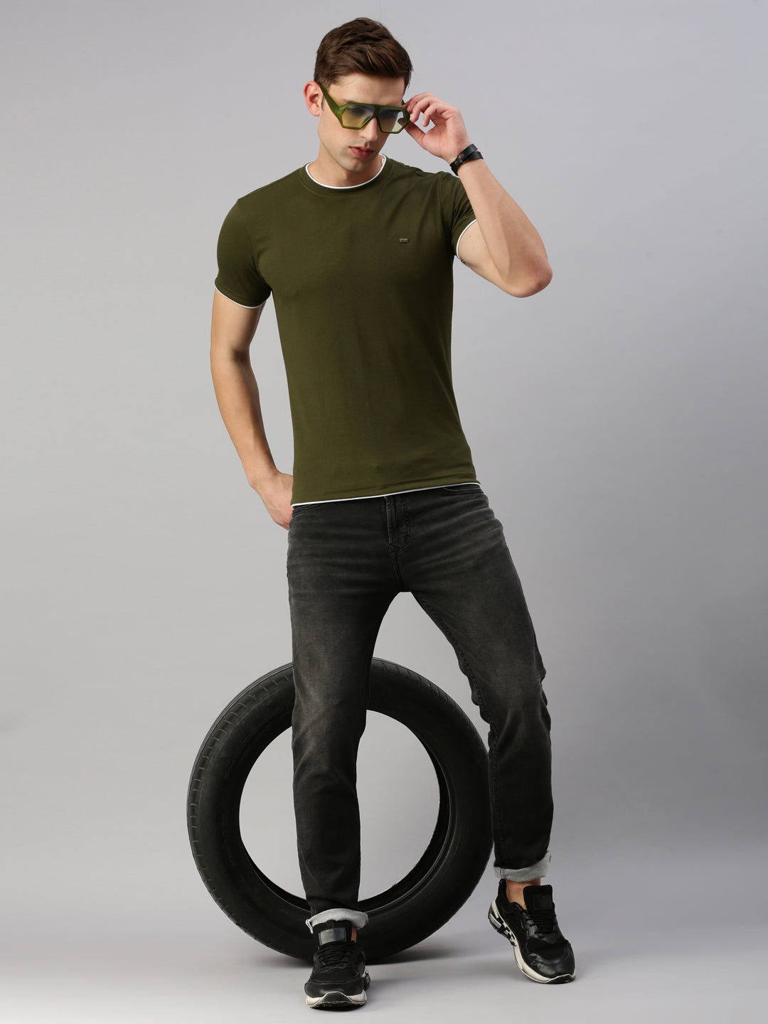 Round Neck Knitted Casual T-shirt