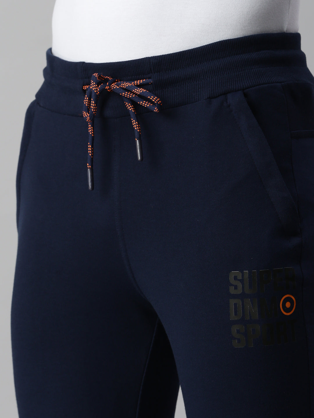 Solid Cotton Regular-Fit Track Pants Navy