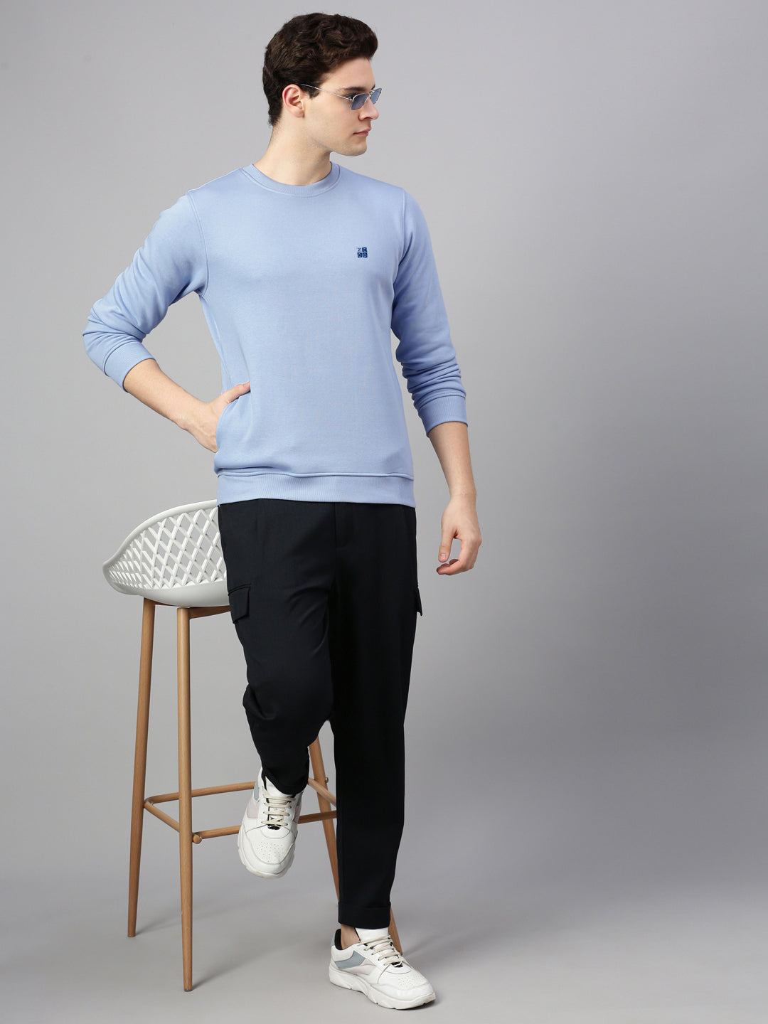 Round Neck Cotton Fleece Pullover Sweatshirt