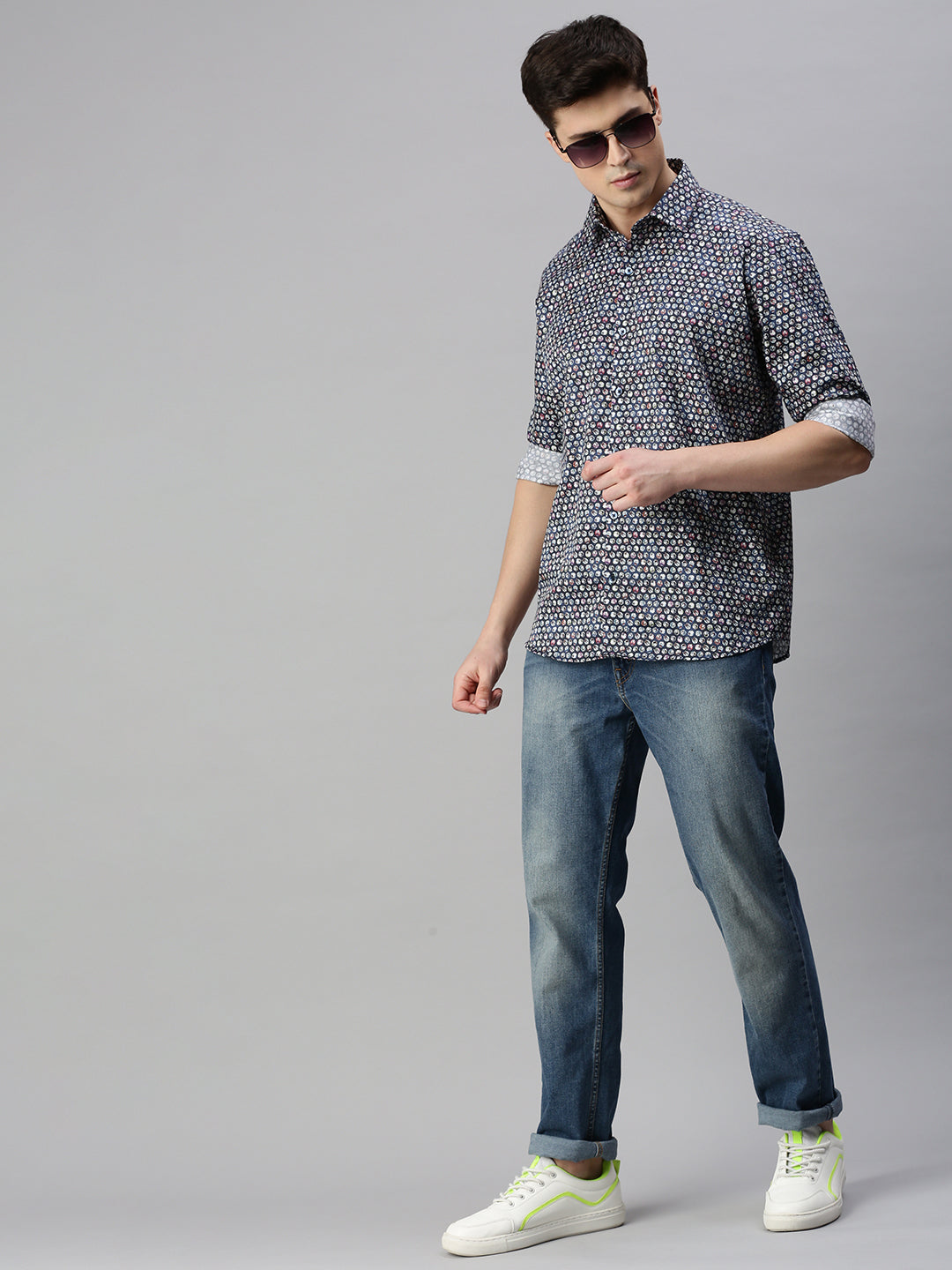 Geometric Printed Cotton Casual Shirt