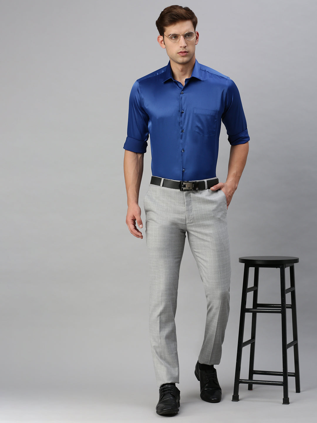 Standard Opaque Formal Shirt Blue