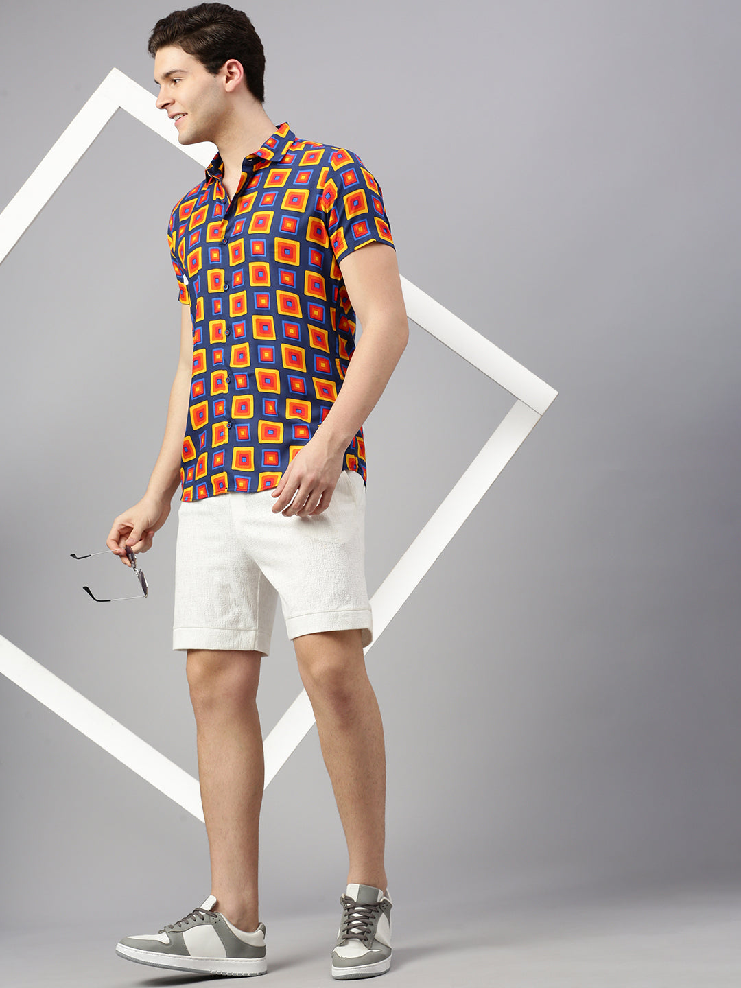 Relaxed Fit Geometric Printed Casual Shirt