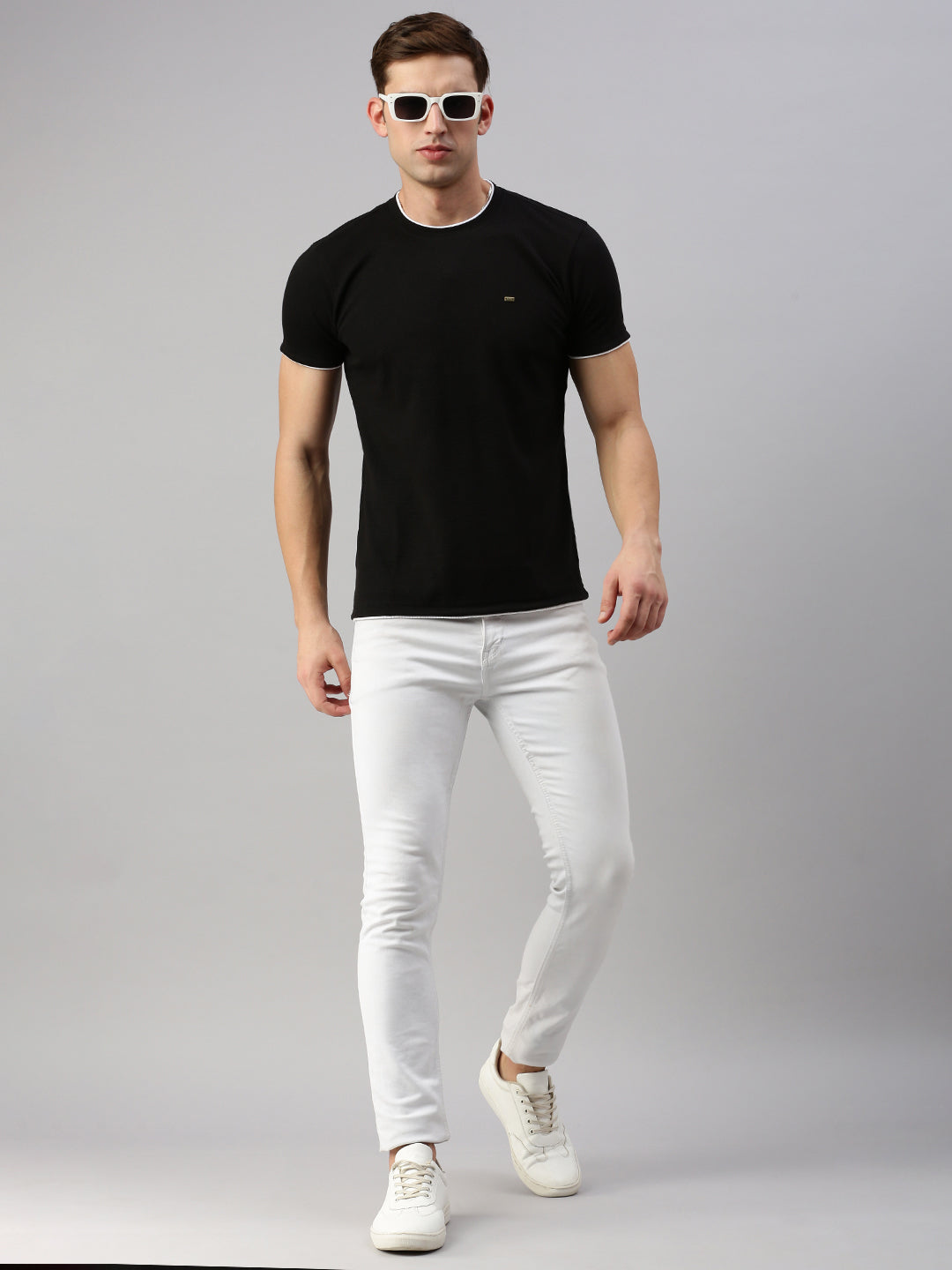 Round Neck Knitted Casual T-shirt