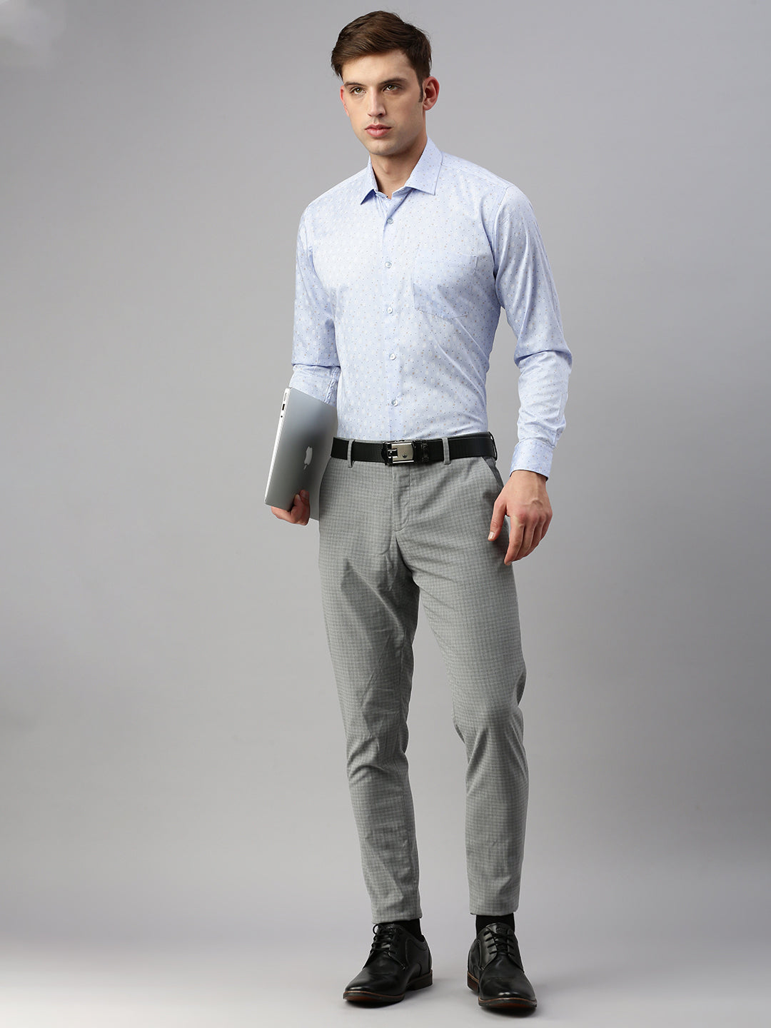 Regular Fit Printed Formal Shirt Sky