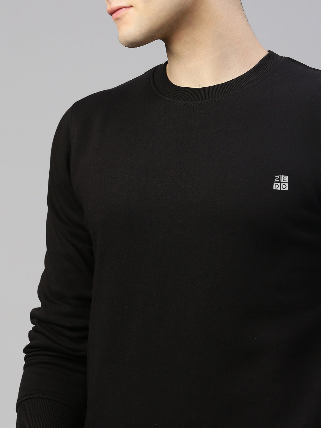 Round Neck Cotton Fleece Pullover Sweatshirt