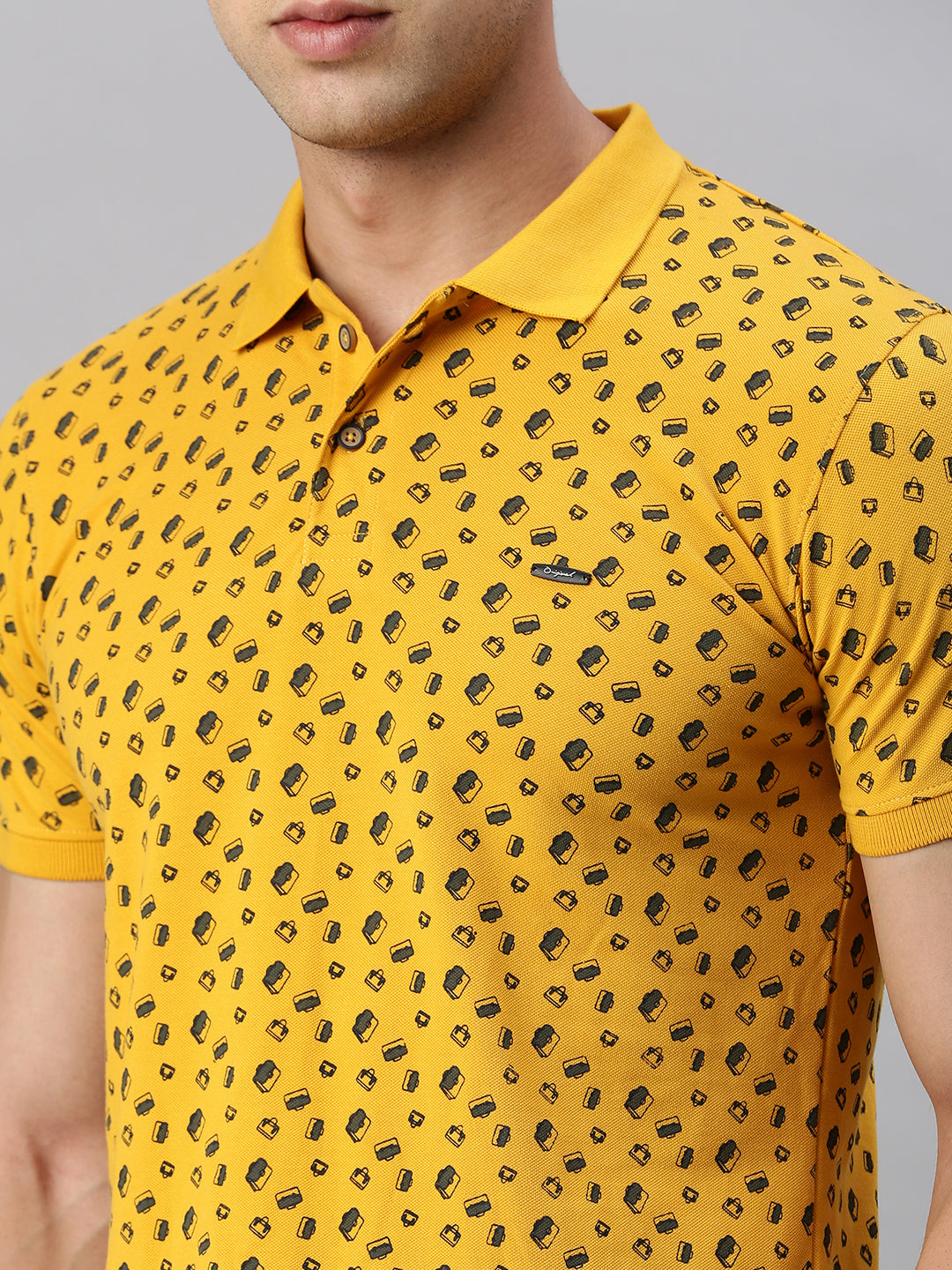 Mustard Printed Polo Tshirt