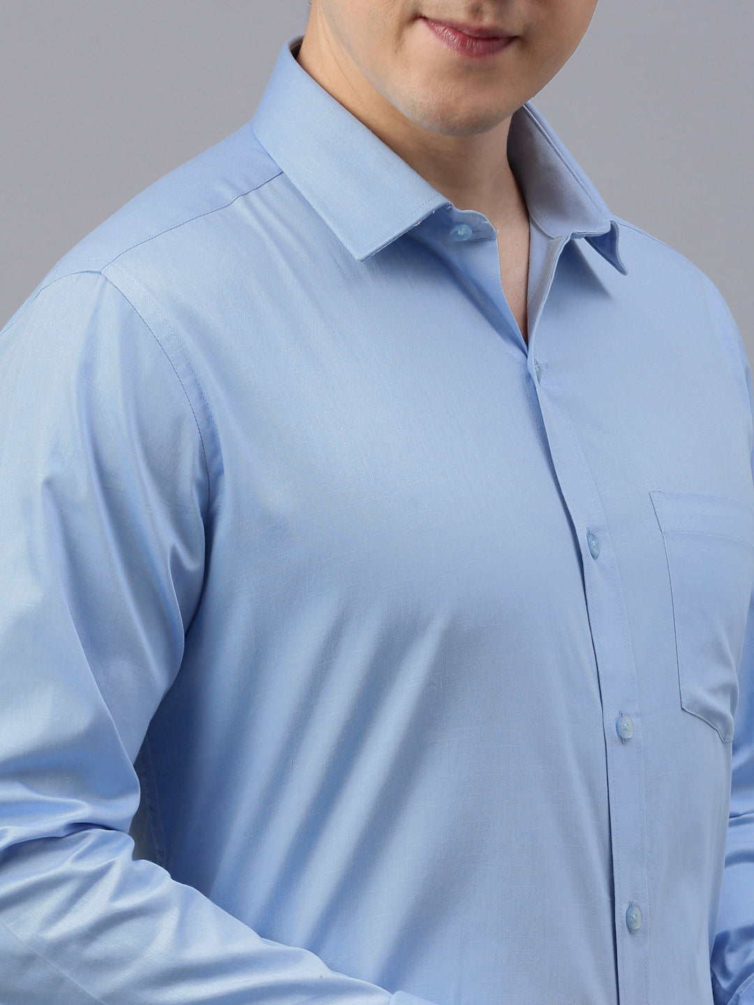 Sky Blue Solid Formal Shirt