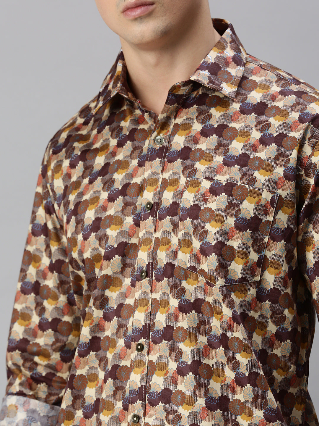 Digital Print Beige Shirt