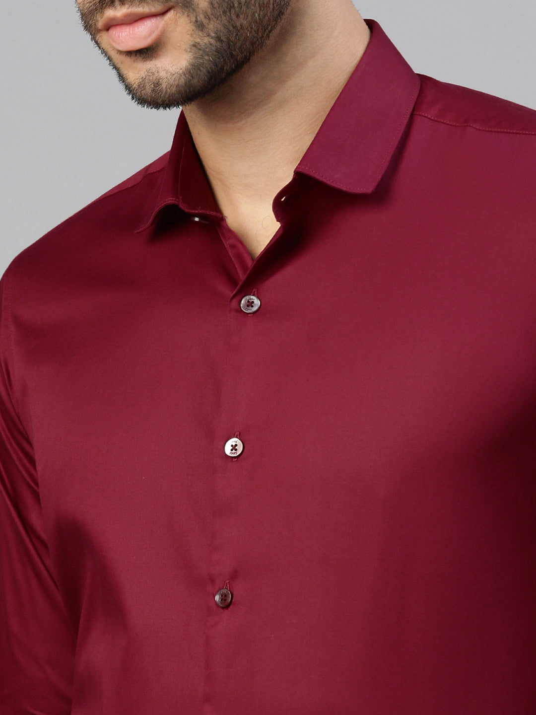 Giza Satin Essential Shirt in Cosmic Red