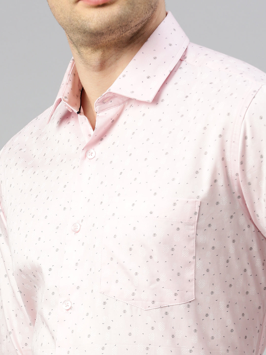 Regular Fit Printed Formal Shirt Pink