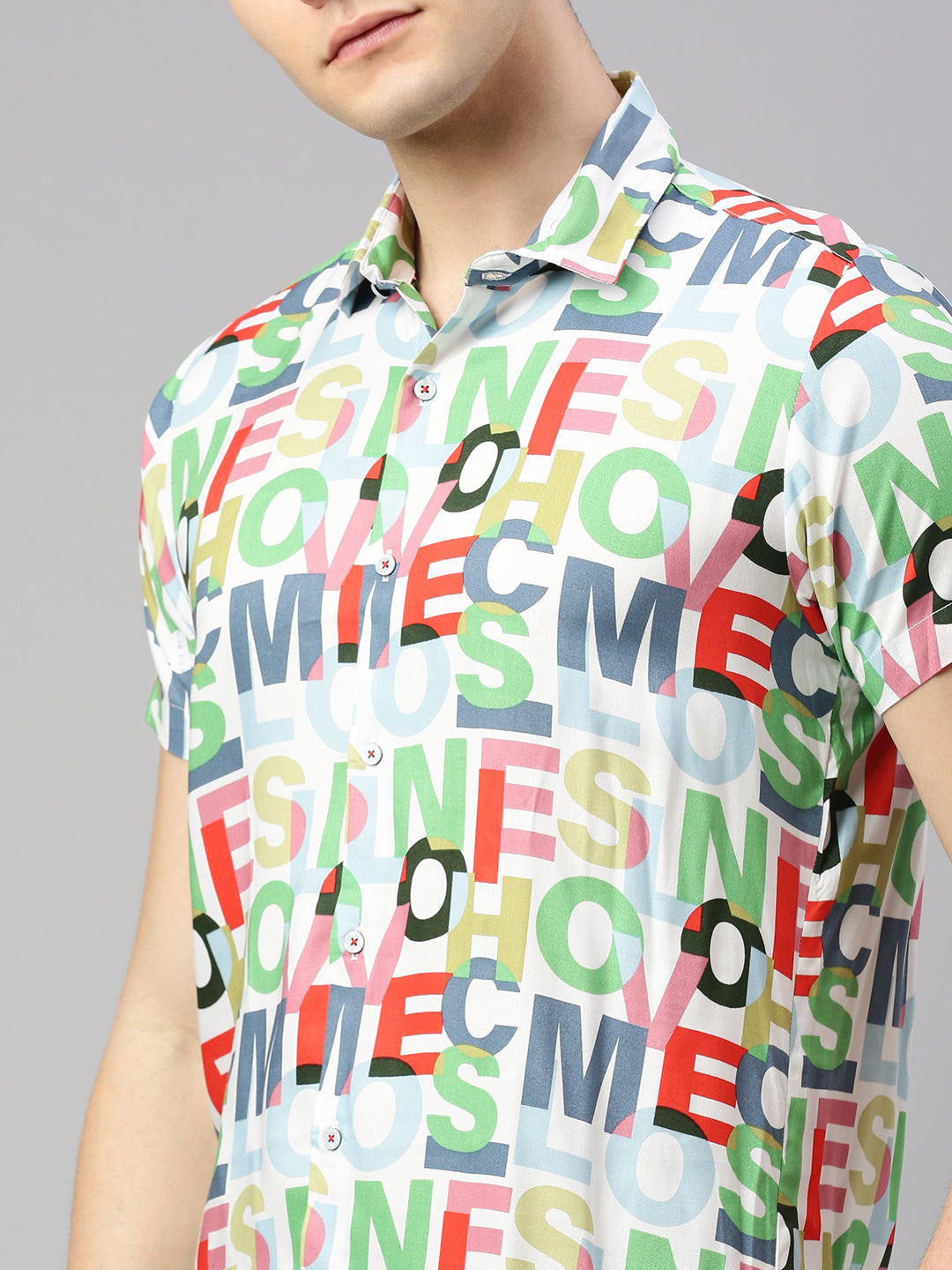 Relaxed Fit Typography Printed Casual Shirt