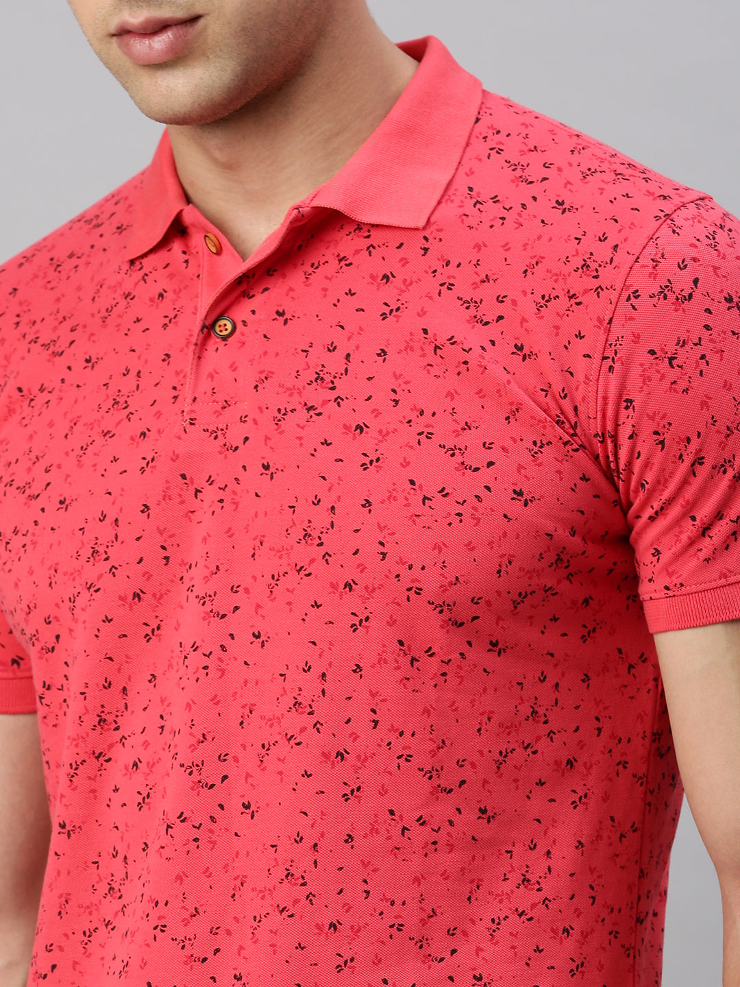 PEACH PRINTED POLO TSHIRT