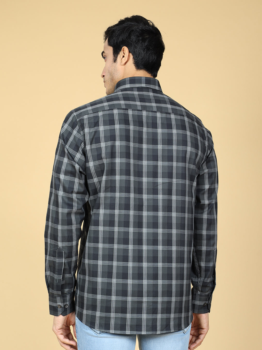 Tartan Checked Casual Cotton Shirt Black