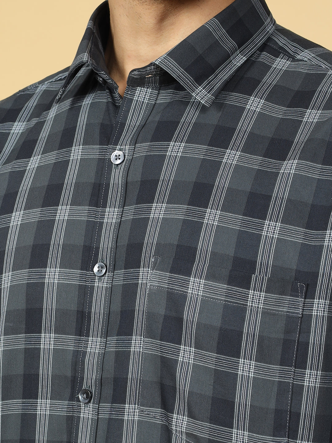 Tartan Checked Casual Cotton Shirt Black