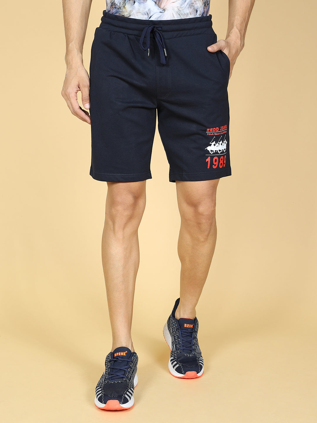 Regular Fit Mid-Rise Cotton Sports Shorts