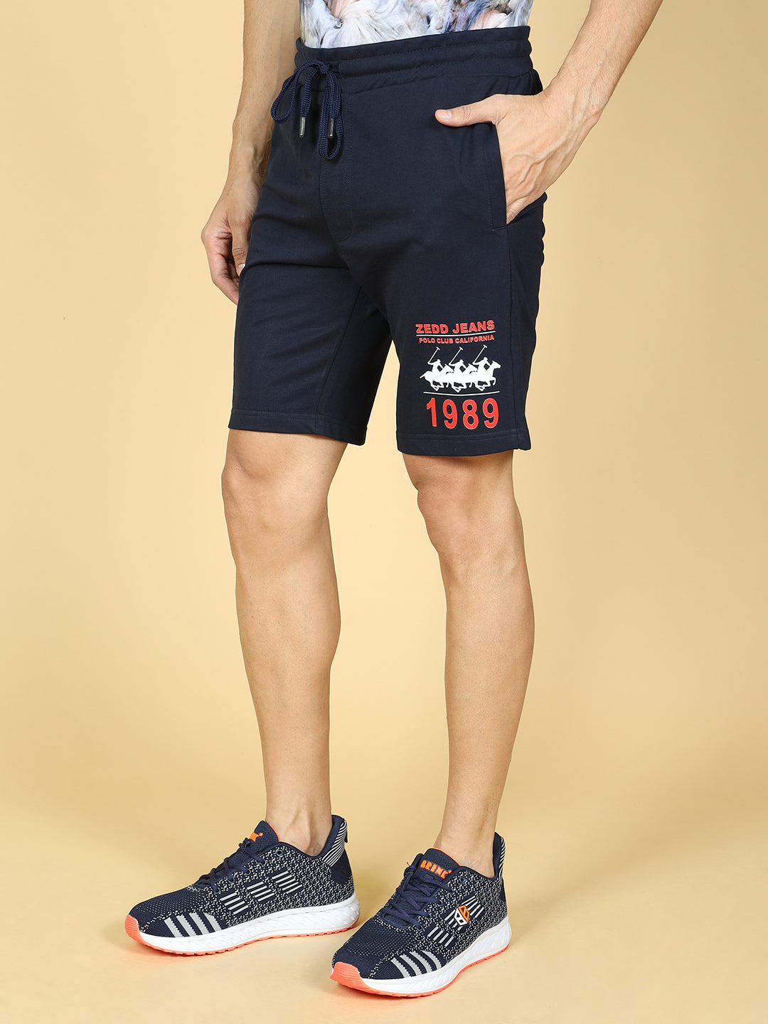 Regular Fit Mid-Rise Cotton Sports Shorts